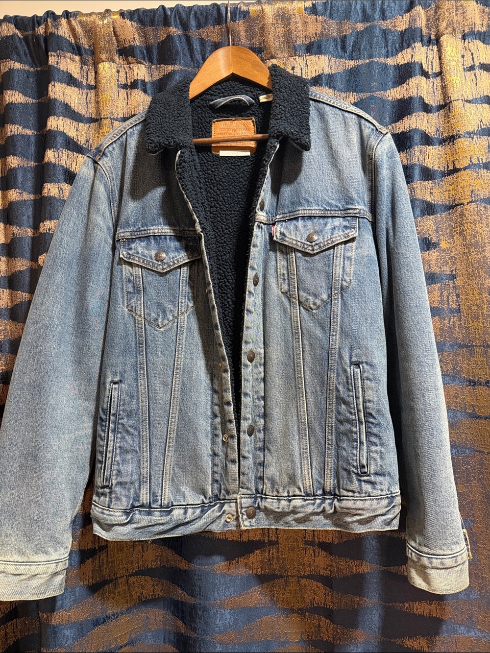 Levi's Light Blue Denim Jacket with Black Sherpa Collar